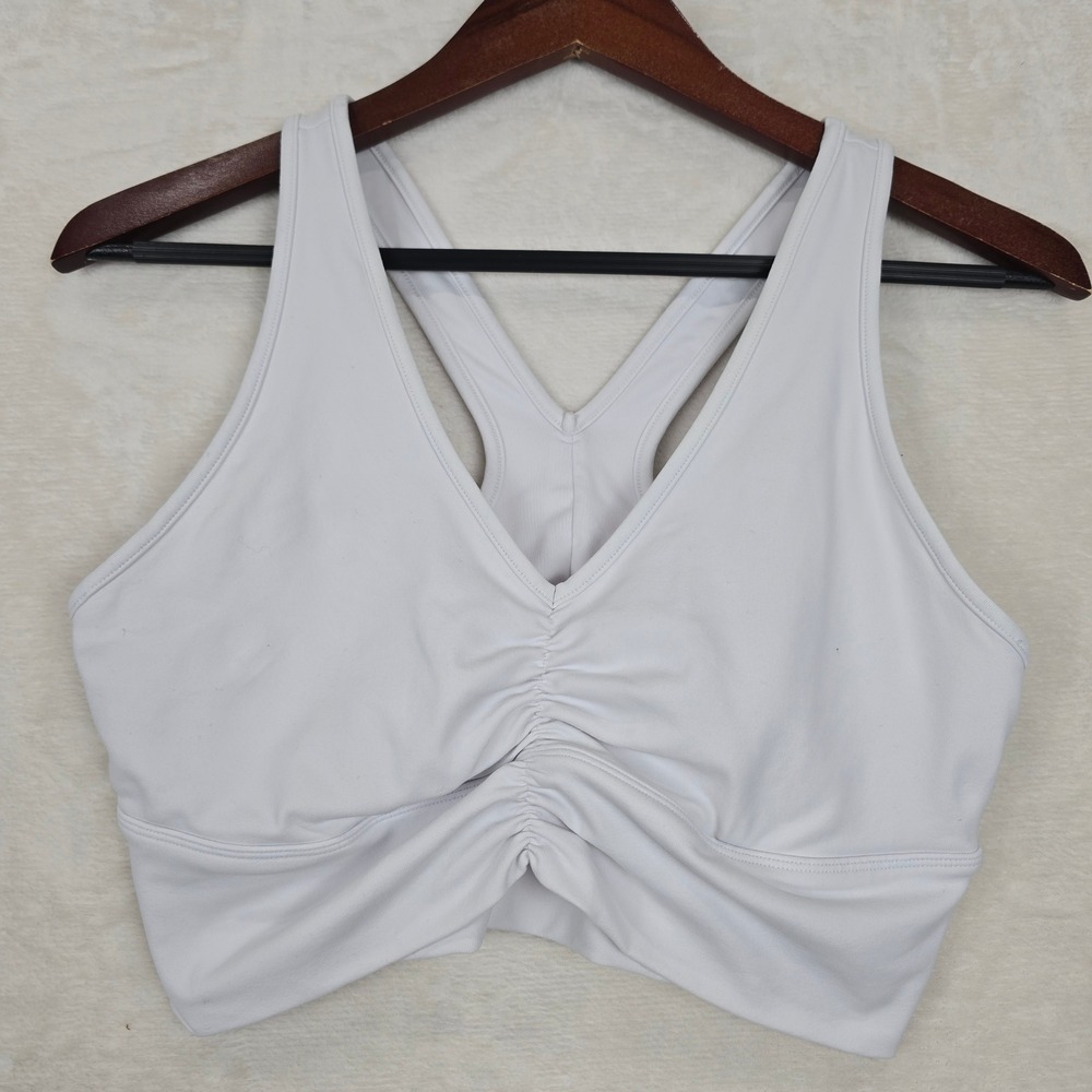 Alo Yoga Wild Thing Bra White Ruched Racerback Airlift Sports Bra W9609R L